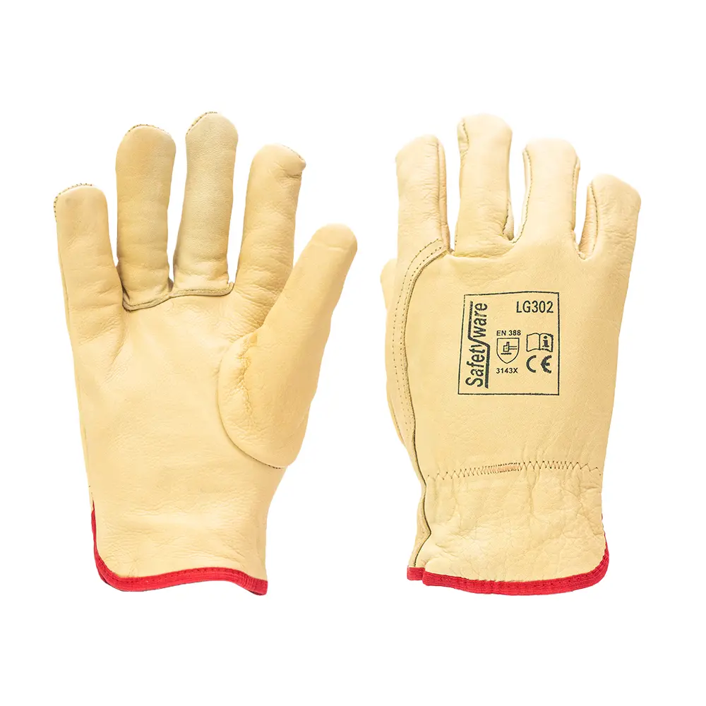 SAFETYWARE Premium Quality Cow Grain Drivers Gloves with Lining