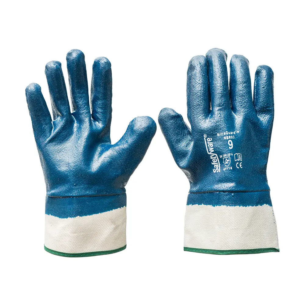 SAFETYWARE NitraGuard NBR03 Nitrile Fully Coated Gloves with Safety Cuff