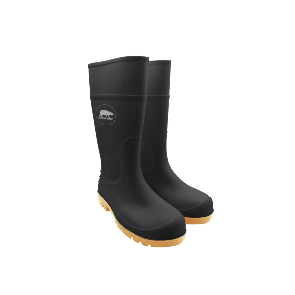 [WB400-O4-BLK-36] RHINO SHOE AquaMax WB400-O4 Waterproof PVC Boots (Black, 36 (EU) / 3 (UK))