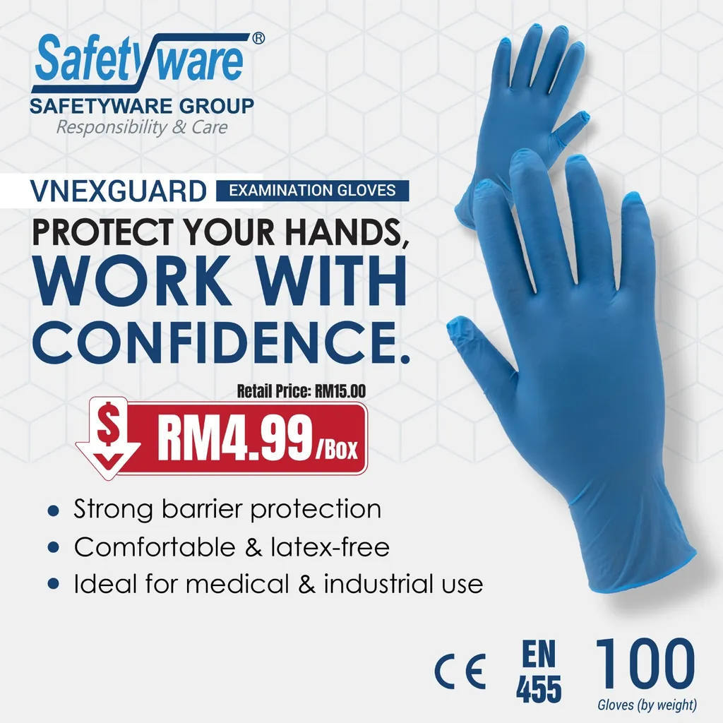 SAFETYWARE VXNMG VNEXGUARD 9" Powder Free Disposable PVC/Nitrile Blended Gloves